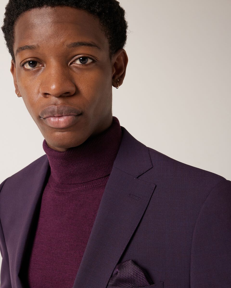 Slim Stretch Wool Blend Tailored Jacket, Grape, hi-res